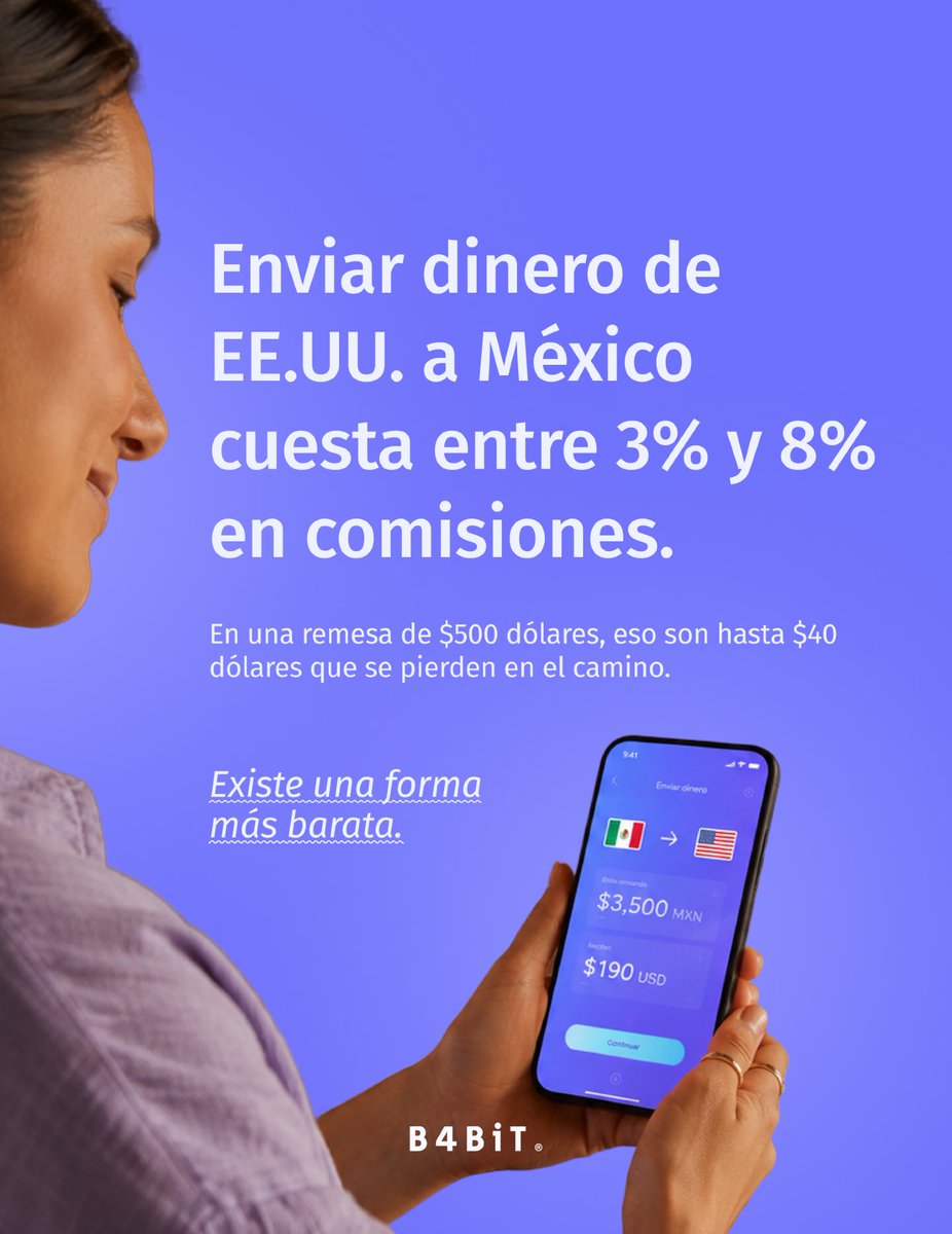 B4bitmx's tweet photo. Enviar $500 dólares a México puede costarte $40 en comisiones.

O puede costarte menos de $1. Así funciona. 👇

#Bitcoin #Cripto #CriptomonedasMexico #EducacionFinanciera #AprendeCripto #B4bit #VecinoFinanciero https://t.co/dGUrR552BS