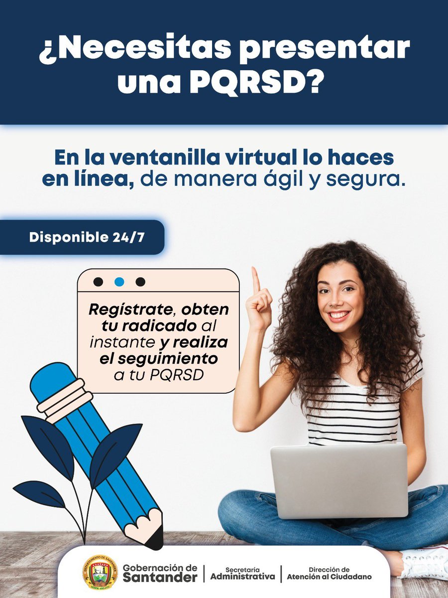 GobdeSantander's tweet photo. ⏳ ¡Tu tiempo vale! 

📲 Presenta tus peticiones, quejas, reclamos, sugerencias o denuncias desde donde estés, sin filas ni desplazamientos hasta la sede de la Gobernación. 

💻 Con la Ventanilla Virtual tienes una forma práctica, segura y disponible 24/7 para comunicarte con nosotros. 

🔗 Ingresa aquí y realiza tu trámite: https://t.co/JYHiBNxChG