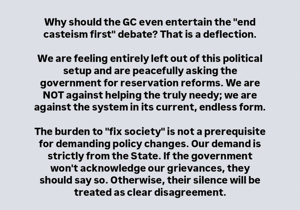 itsmeneshey's tweet photo. We are taxpaying citizens peacefully petitioning our government. The burden of proof isn't on us to solve centuries of history; it's on the Govt to answer us today.

#GeneralCategory #IndianPolitics #Equality #ReservationReforms https://t.co/fhsz3Tj0bU