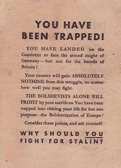 HistoryArcs's tweet photo. As the Allies landed in Western Europe, the Germans dropped leaflets warning them their victory &amp; sacrifice will have been in vain. https://t.co/x4yl8adBYE