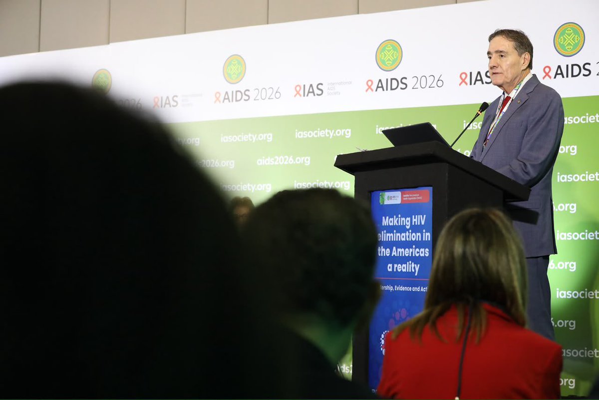 DirOPSPAHO's tweet photo. At #AIDS2026, I launched the Alliance for HIV Elimination in the Americas — a regional platform that brings together governments, communities, international organizations, academia, partners, and the private sector to accelerate progress toward HIV elimination. https://t.co/ltjT725DQF