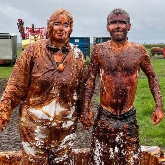 mr_twisted_'s tweet photo. In Scotland, friends and family throw soot, flour, feathers, eggs, syrup and other messy items over the bride and groom before their wedding.

Known as "Blackening", the tradition is believed to prepare the couples for marriages by showing they can face embarrassment, hardship and life's challenges together.
