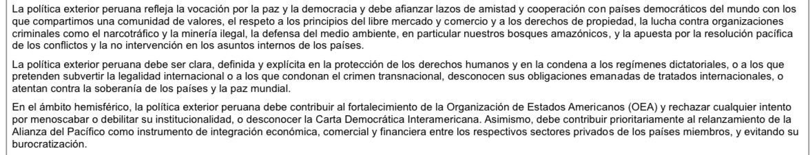 Joaquin_YR's tweet photo. Para quienes se preguntan qué política exterior seguirá Carlos Espá como canciller, basta con revisar este apartado del plan de gobierno de Si Creo, elaborado por él, para despejar esa duda. Multilateralismo e institucionalidad. #Espa https://t.co/qG5PKC7k52