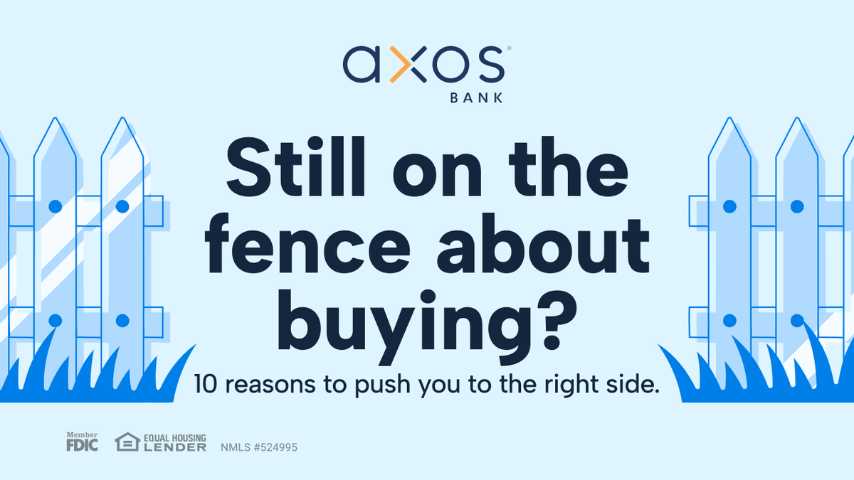 AxosBank's tweet photo. Rent can rise. Lease terms can change. Your long-term goals deserve more control.

Homeownership can help you build equity, create stability, and make your space yours.

Explore 10 benefits of owning a home and our mortgage options: https://t.co/0Y1Z49rJAL https://t.co/7PbdG0KWvm