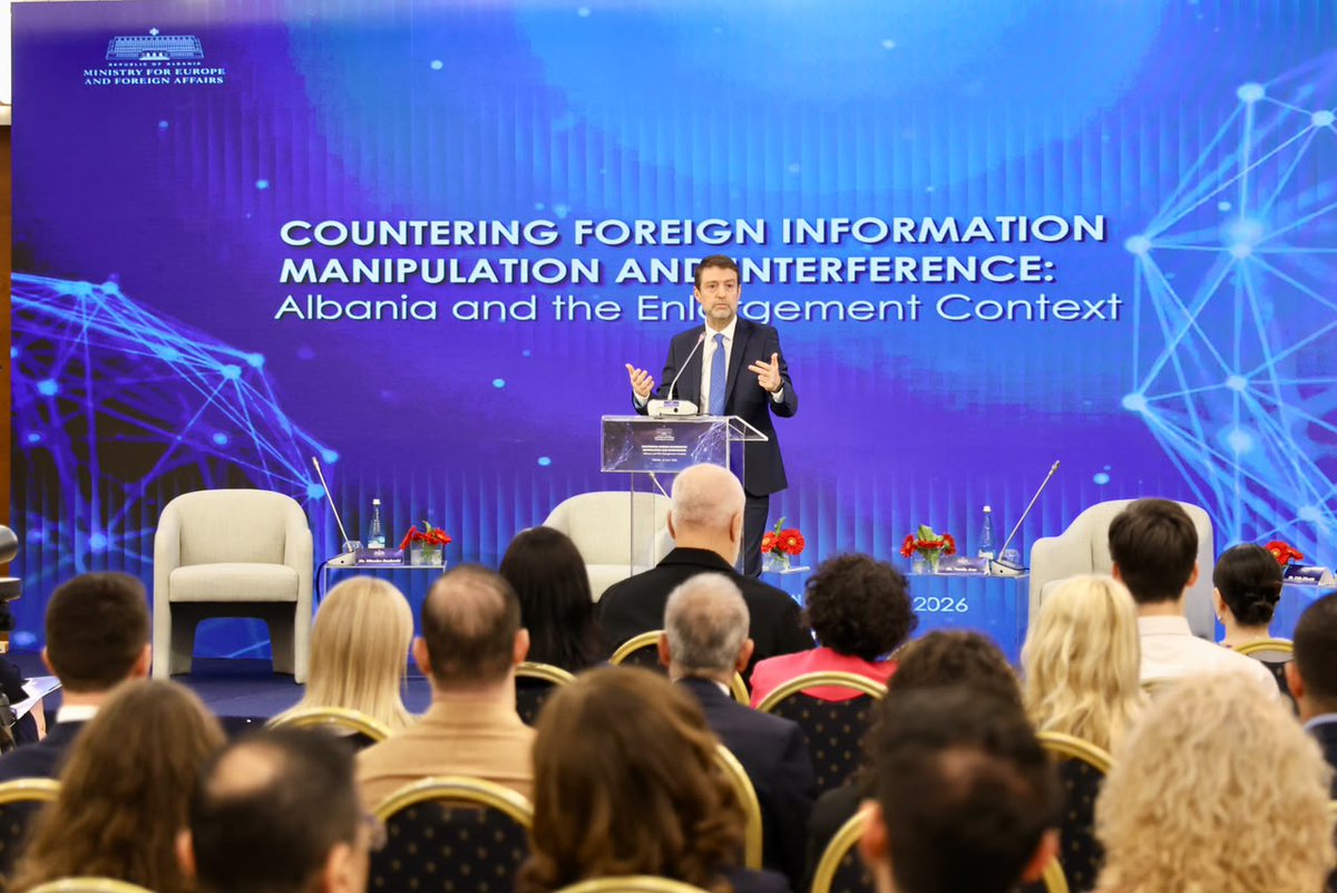 HoxhaFer's tweet photo. 📍Tirana -- Very pleased to host today, under the auspices of Prime Minister @ediramaal, a Conference on "Foreign Information Manipulation and Interference" (#FIMI).

Albanian and international experts from allied nations, European institutions, think tanks, the media and civil society came together to discuss one of the most critical challenges to European #security.

Key points of my opening remarks: 

👉 FIMI is not simply a matter of competing narratives. It is increasingly used as a calculated instrument of hybrid pressure, designed to erode trust, exploit social divisions, weaponise #algorithms, amplify grievances and fracture our shared understanding of reality.

👉 Often, its objective is even more insidious: to make citizens doubt everything; to undermine confidence in institutions, independent media and, ultimately, #democracy itself.

👉 In a world increasingly shaped by social media and transformed by the rapid—and largely unregulated—development of #artificialintelligence, no country is immune to these threats.

👉 For Albania, this discussion comes at a particularly important moment. We see a direct correlation: as we enter the home stretch of our European Union accession negotiations, we are increasingly exposed to hostile influence and manipulation by those who do not share our choices, our values or our strategic direction.

👉 This is not a time for hesitation. It is a time for clarity and determination—not to remain passive beneficiaries of outside protection, but to contribute actively to our common efforts.

👉 Resilience cannot be outsourced, nor can it be built by governments alone. It requires cooperation among governments and parliaments, independent media and civil society, academia and technology experts—and, ultimately and most importantly, citizens themselves.

👉 Resilience also requires international cooperation. The experience of countries that have faced these threats directly, studied them, exposed them and developed tools to counter them must become part of a common response.

👉 Albania wants to, and will be part of these joint efforts: building on best practices and lessons learned, seeking practical solutions and finding the most effective ways to address these new and evolving challenges successfully. Because defending our democracies in the information space is no longer a choice. It is a shared responsibility.

#Albania2030