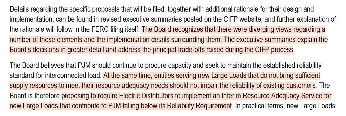 aniruddh_mohan's tweet photo. NEW: PJM Board releases FINAL decisions on large load curtailment, backstop procurement

- ALL new large loads from June '27 must BYOG OR face curtailment in tight conditions (new Interim RA Service, (previously called Connect & Manage) 
- Curtailment would happen BEFORE capacity demand response resources called upon 
- Reserve backstop in Sept '26 net of bilaterals, $$ for backstop procurement allocated to load serving entities >> ratepayers potentially on the hook, all eyes on States
- New large loads to be EXCLUDED from capacity auction from 29/30 onwards, ratepayers will not be paying capacity costs for those