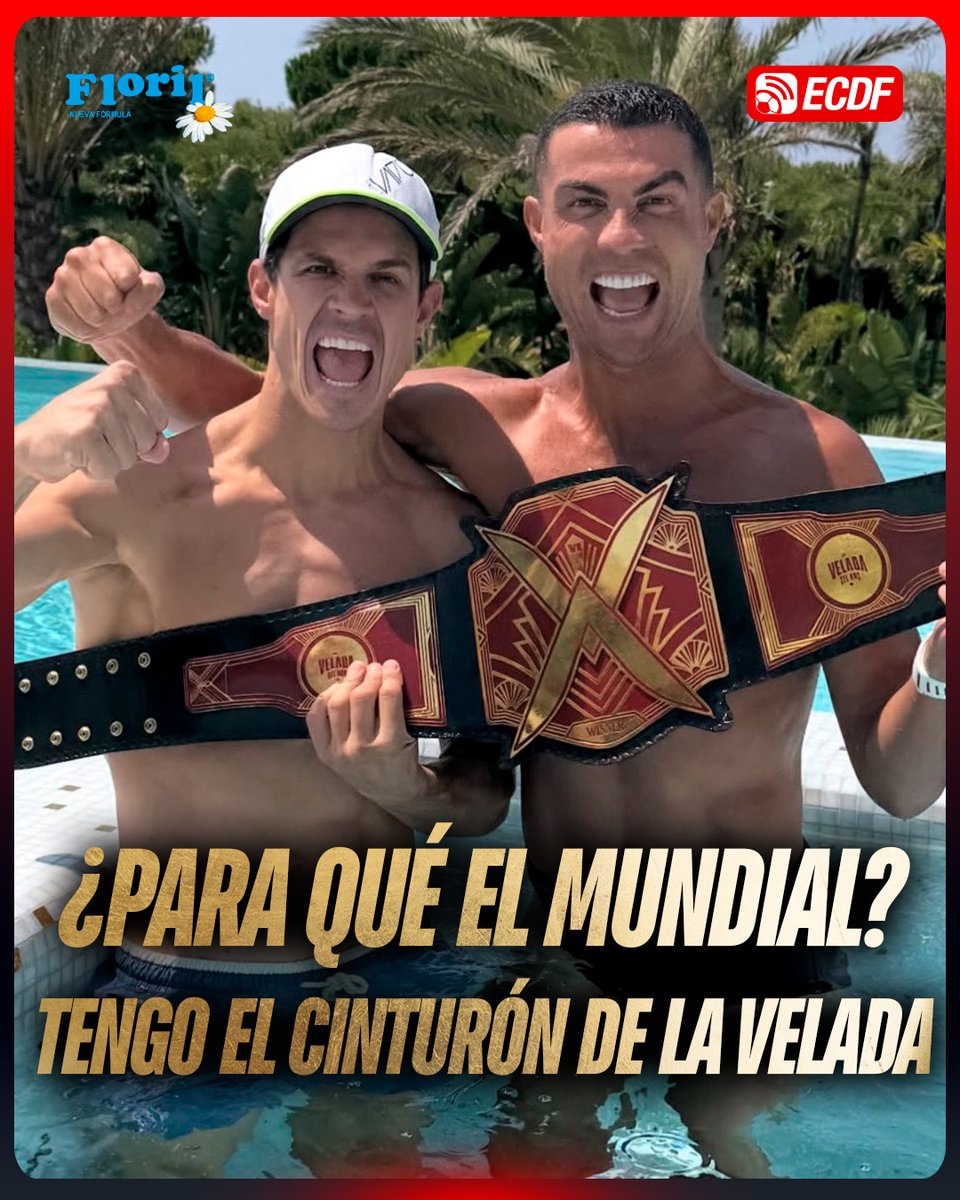 ElCanalDFutbol's tweet photo. 🤔🇪🇸 ¿PARA QUÉ EL MUNDIAL? ¡TENGO EL CINTURÓN DE LA VELADA! 🇵🇹🥊

📌 @EduAguirre7 publicó fotos junto a Cristiano Ronaldo y Georgina Rodríguez portando el título de campeón de #LaVeladaDelAñoVI #Floril

🖊️ Escribe en los comentarios tu opinión sobre esta etapa del 'Bicho' https://t.co/dIdtBjPBWN