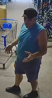 RCMPAlberta's tweet photo. #CYH? RCMP in #Drumheller seek to ID suspect. July 11, 4:30pm-7:15pm, male suspect stole several items from the Walmart on South Railway Ave. Drove red minivan. Call 310-RCMP with info. https://t.co/ahDckZKXxg