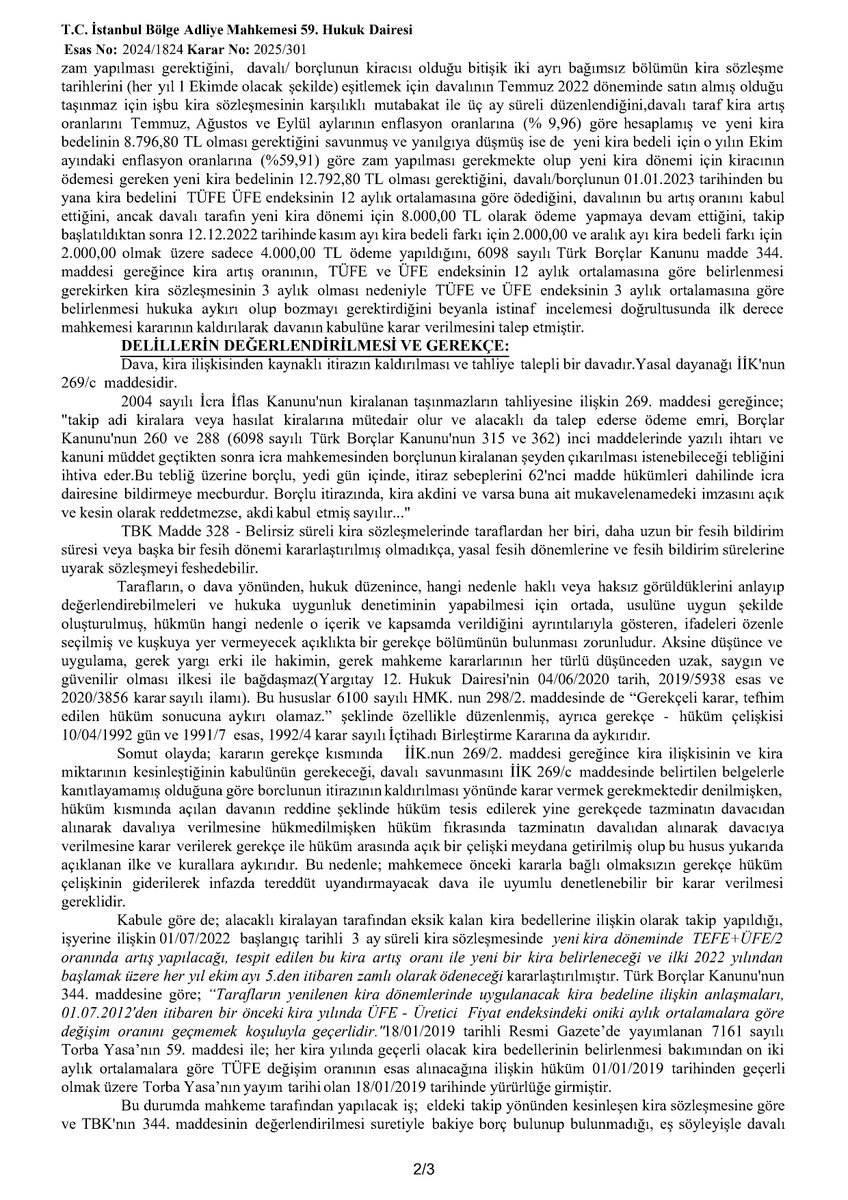yankibuyuksezer's tweet photo. Kira alacaklarında bilirkişi raporu nasıl hazırlanmalı
3 aylık sözleşmenin yenilenmesinde artış nasıl yapılır
Aynı dosyanın iki BAM kararı

İst BAM 59 HD 2024/1824 E 2025/301 K 17.01.2025 (İlk gönderi)
İst BAM 64 HD 2025/3442 E 2026/2033 K 06.07.2026 (ikinci gönderi) https://t.co/pnIWY0ESQS