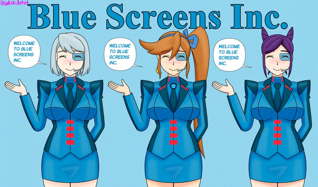 UsaKikiArtist's tweet photo. Welcome to Blue Screens Inc.
Our employees will greet you at the entrance.

With our state of the ar- ... oh dammit. Reboot! REBOOT!

*sigh* What? Of course not. These employees are definitely not the witness, the prosecutor, and the defense attorney in your current court case. https://t.co/yQLWwwhUly