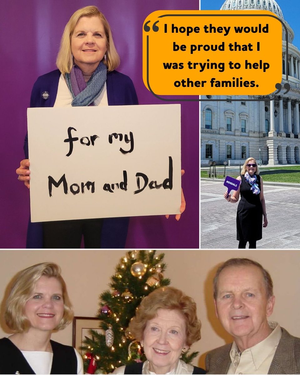 alzsefl's tweet photo. Ask Pat Nauseda about her favorite memories with her parents, and she’ll tell you about a long road trip with her mother, singing songs and playing “20 Questions,” and winter afternoons sledding and enjoying mugs of hot cocoa with her father. 

“There are many wonderful memories that I have of my parents. They were so loving and supportive of me.” 

That love and support is what drives Pat in her advocacy today. She lost both of her parents to dementia and is doing everything she can to ensure future generations won’t have to experience what she went through. 

Pat first got connected with the Alzheimer’s Association when her mother’s symptoms worsened. She was offered practical guidance and began attending a local support group for children of people living with dementia. 

Now Pat volunteers as an advocate in honor of her parents and is a member of the Alzheimer's Impact Movement Leadership Society. As an advocate, she grows bipartisan support for policies impacting the Alzheimer’s and dementia community. 

Pat is a passionate supporter of the Alzheimer's Screening and Prevention (ASAP) Act. This bipartisan bill would allow Medicare to cover routine FDA-cleared Alzheimer’s blood tests. When asked why the legislation matters to her, she shared that "early detection of Alzheimer's would have given my parents and me more time to plan for their future." 

💜 We're grateful for advocates like Pat, who turn their profound love into action to make a difference for future generations. Join Pat in advocating for the Alzheimer’s and dementia community by visiting https://t.co/fZUekrVReL. #ENDALZ
