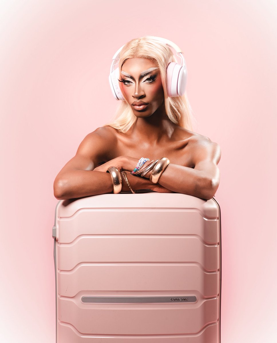lanajarae's tweet photo. whatcha packin’ ? 🩷 

new work w/ @SamsoniteUSA for world pride 🏳️‍⚧️🏳️‍🌈 https://t.co/ITzVVt2nnM