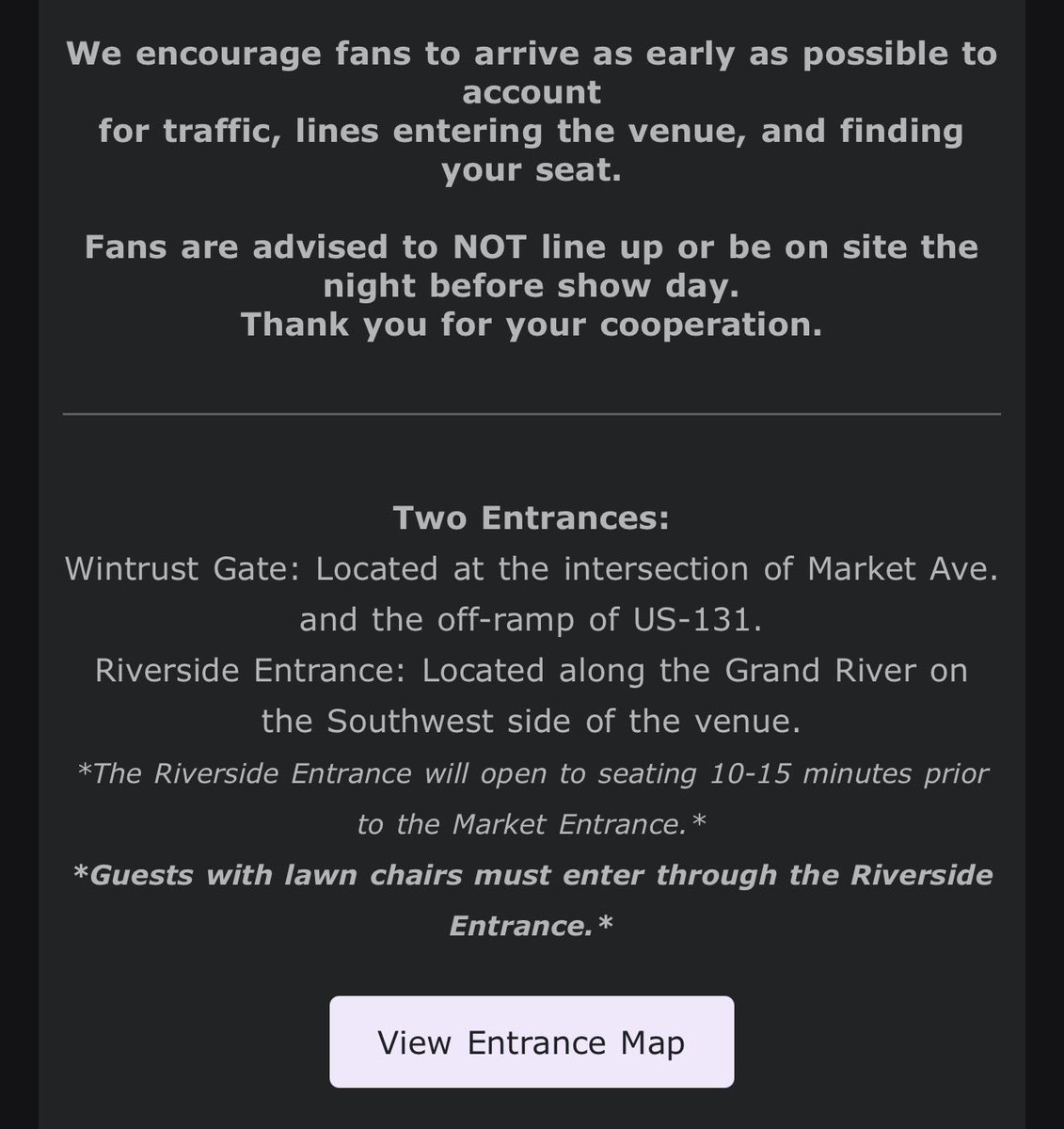 DigestEASTour's tweet photo. ⭐️ GRAND RAPIDS ⭐️

@AcrisureAmp has sent out an email to fans attending the @5SOS show this Wednesday sharing need-to-know information! 

Check your email and below for more details ✨ https://t.co/aYwjGqxPs7