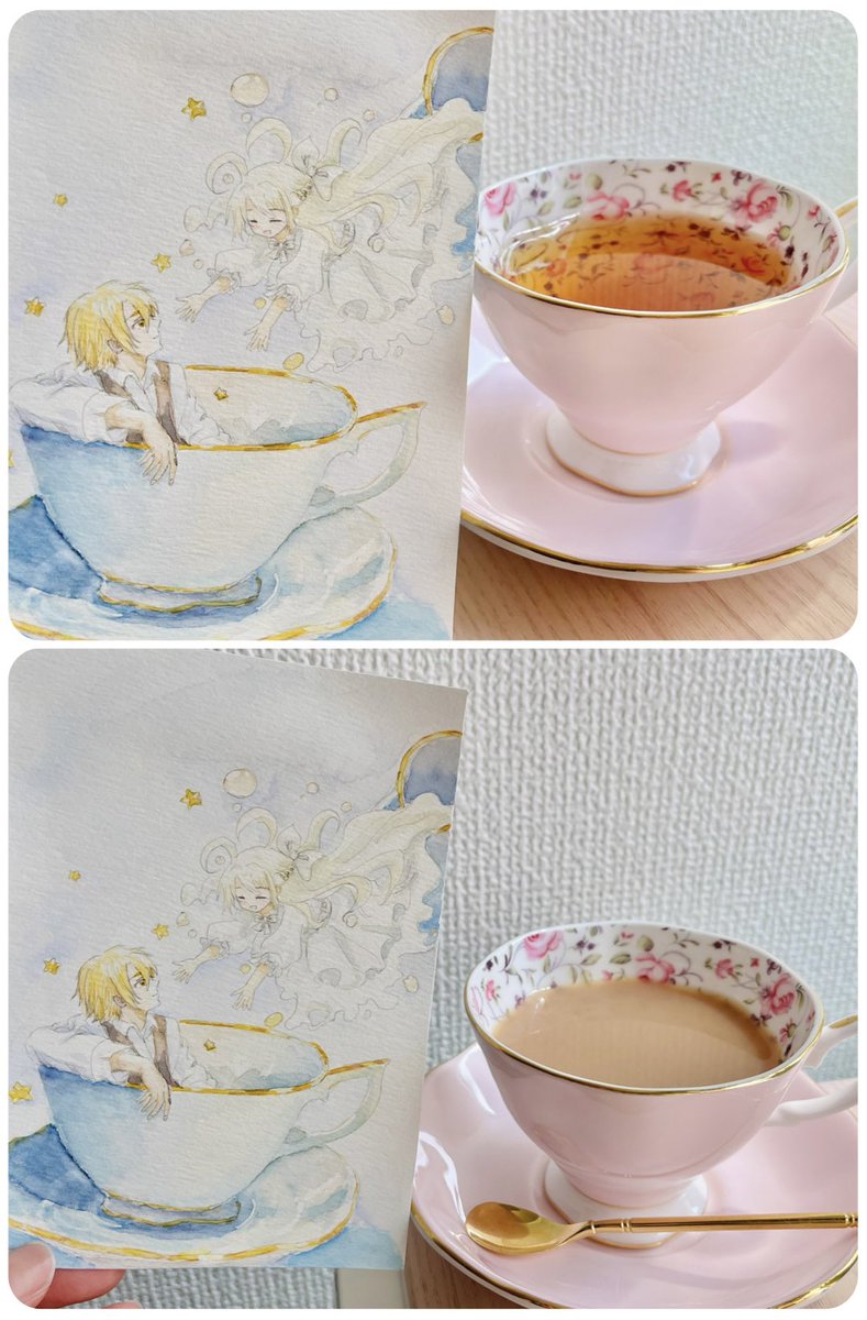 lucia_studyEng's tweet photo. 28 Blend 

#WWMホルベインチャレンジ
#WorldWatercolorMonth2026 

In my last painting, I turned black tea and milk into characters. I always take my tea and coffee with milk. 
——

水彩月間最後の絵🎨
アッサムくんに合流
ミルクティーになりました🫖 https://t.co/7oqom6dZsO