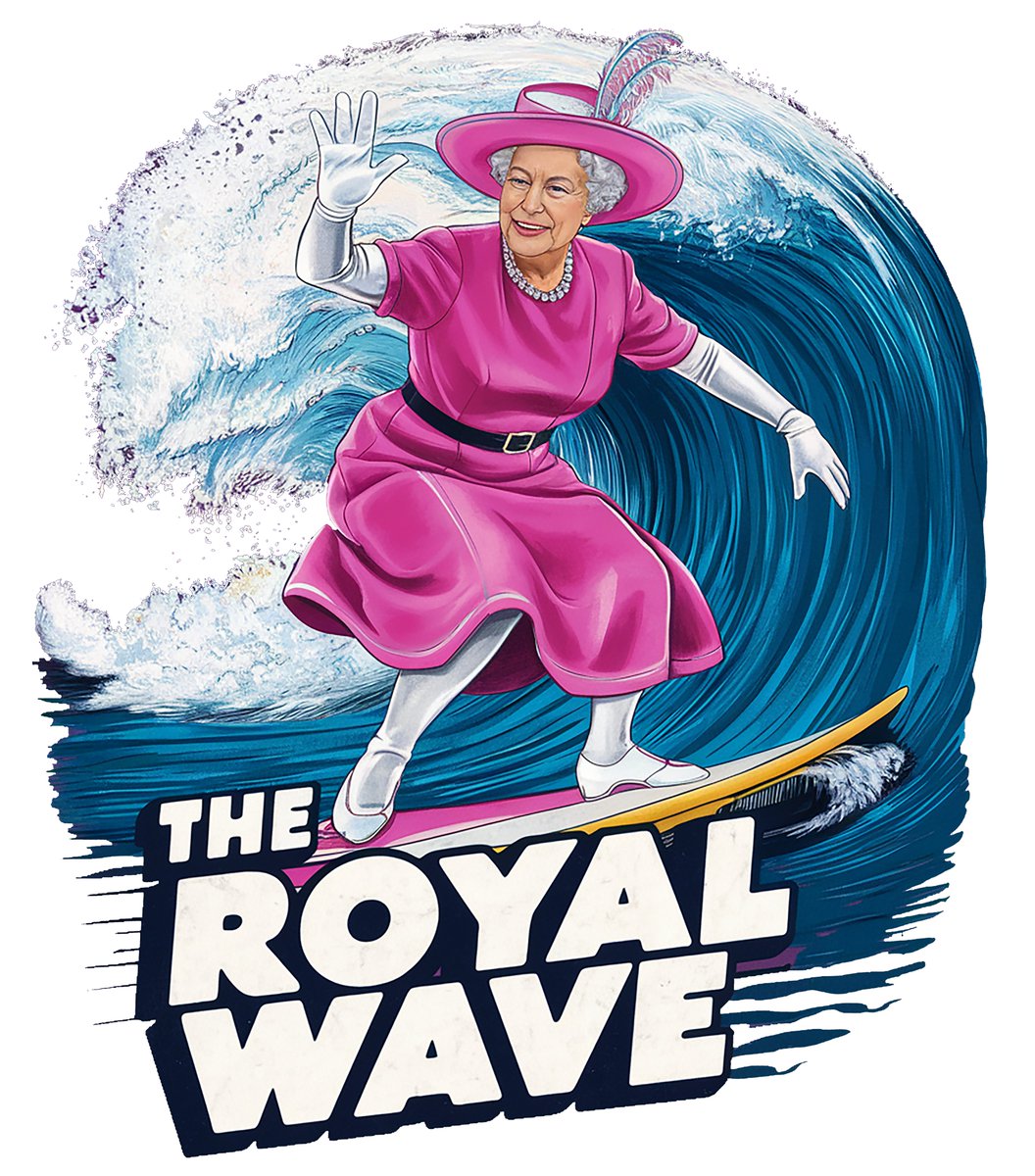 Dizgraceland's tweet photo. Queen Elizabeth II opened the 30th Olympic Games in London on this day in 2012. #QueenElizabeth
Lots of people caught the royal wave that day. #DizgracelandDizigns
https://t.co/h1jeVii2ZW
#RoyalWave #Royals #Surfing #SurfsUp #GraphicTees https://t.co/UYvUYhQ8l3