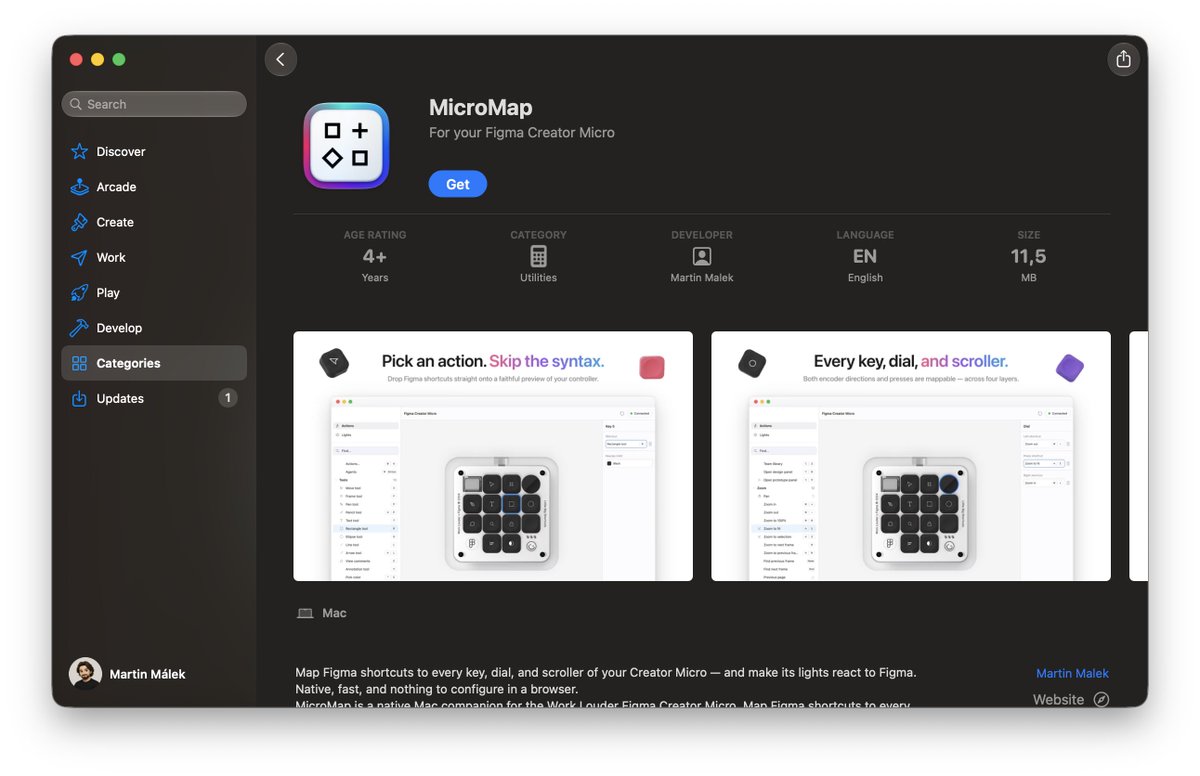 hellomalek's tweet photo. 🎉 Approved on the first try! If you have an OG Figma x Work Louder Creator Micro device, this app could be handy for you! https://t.co/owDg8Wniqg
