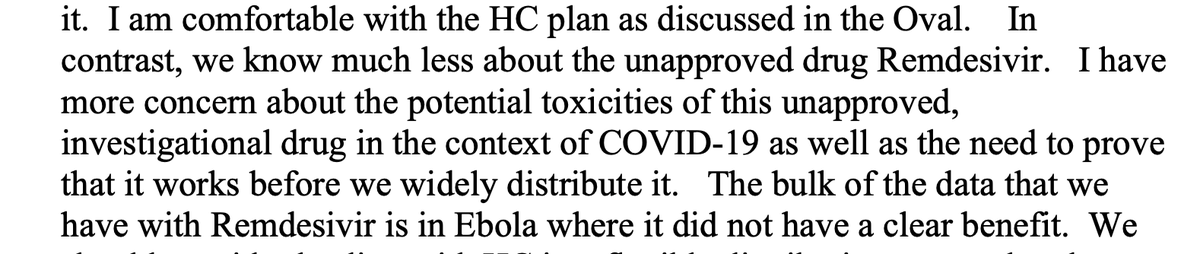 jeffreytucker's tweet photo. Fauci says Trump took Remdesivir while in the hospital. Recall that Fauci had earlier warned against this drug for Covid on grounds that it has no benefit in previous uses and could be toxic. Draw your own conclusions. https://t.co/g2M59vpWLL