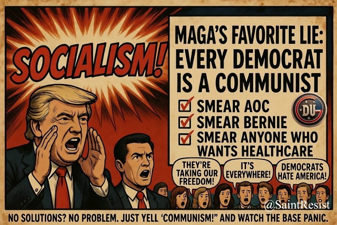 FeistyLibLady's tweet photo. Every single time a Democratic candidate calls for Healthcare for All, Trump and his minions call Democrats communists.

For the record America's stats on healthcare compared to the rest of the world are pretty bad.

America placed last in access to healthcare, administrative efficiency and health outcomes out of the top 10 wealthiest nations.

We also placed last with our high out-of-pocket costs, millions of uninsured or underinsured residents, shorter life expectancies and higher rates of avoidable maternal and infant mortality compared to other wealthy nations.

As always the greedy MAGA GOP don't really care Americans or our healthcare.

They only care about more money for the rich also called an oligarchy.
#DemsUnited