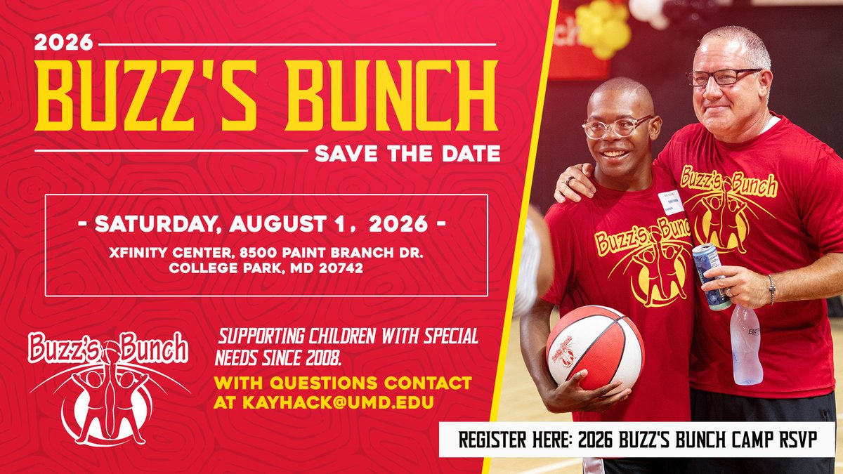 TerrapinHoops's tweet photo. 🚨ATTENTION CAMPERS🚨
For those attending our Buzz's Bunch event this Saturday (Aug. 1), make sure you RSVP by Thursday!

Complete information and a schedule of activities will be emailed to those who RSVP by then. Can't wait to see you all at the XFINITY Center!

RSVP - https://t.co/nupB3wJr8M