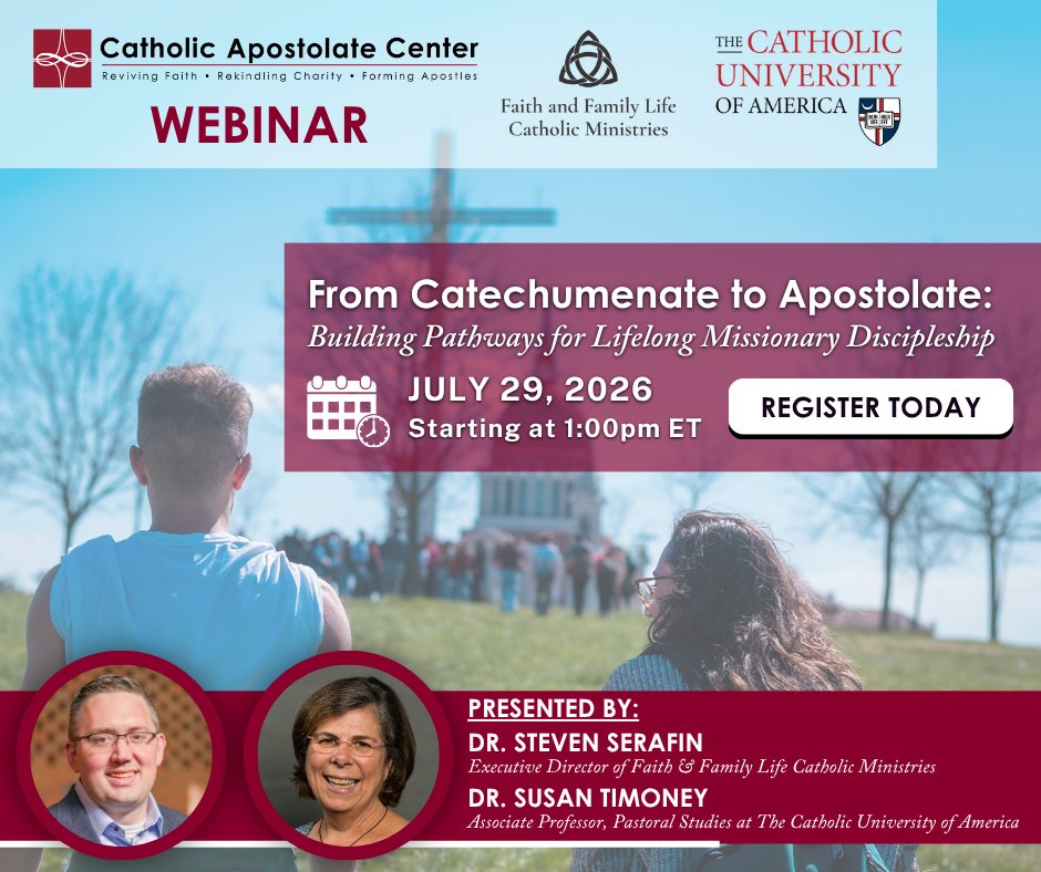 SmTimoney's tweet photo. If you want to join a really interesting conversation about how parish ministry can be formational, join me, Dr. Steven Serafin, and @CathApostleCtr online Wednesday. https://t.co/TdwinYax2M