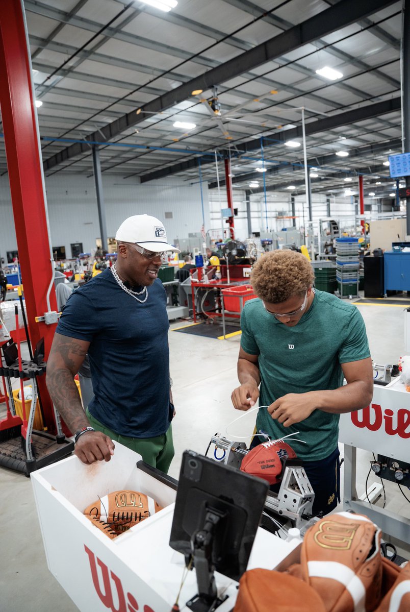 WilsonFootball's tweet photo. The legacy continues.

Swipe through for a BTS look at Jermichael and Kaydon Finley’s visit to our Wilson Football Factory in Ada, Ohio.
#WilsonFootball
- -
@JermichaelF88
@KaydonFinley https://t.co/rO51I2PTtG