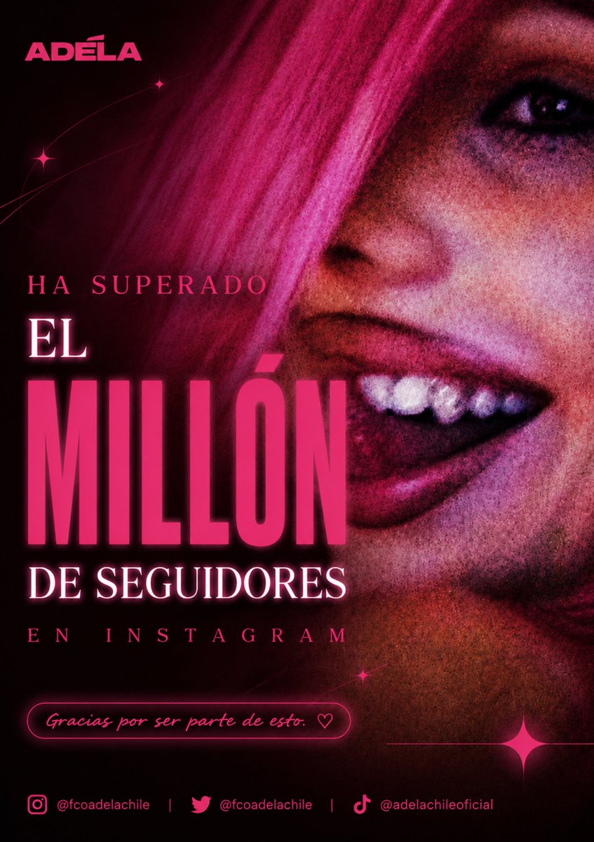 fcoadelachile's tweet photo. Mitad de año y cuánto hemos vivido. 🩷 Entre nuevos lanzamientos y grandes logros, Adela sigue creciendo. Hoy celebramos un nuevo hito: ¡1 millón de seguidores en Instagram! ✨ Y esto recién comienza. Nos vemos el 4 de septiembre con su álbum debut. 💖
#Adela #AdelaChile #Chile https://t.co/So4HUEJBTj