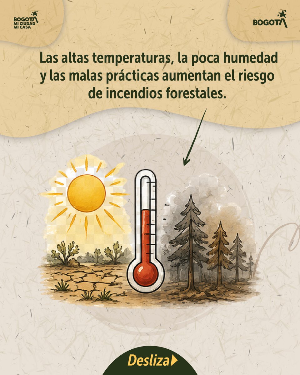 AlcaldiadeBosa's tweet photo. Durante el fenómeno del niño, el riesgo de incendios forestales aumenta drásticamente por el clima y, sobre todo, por acciones humanas. Prevenir es tarea de todos.

➡️Reporta cualquier emergencia de inmediato a la Línea 123. https://t.co/TjWsGxdNGJ