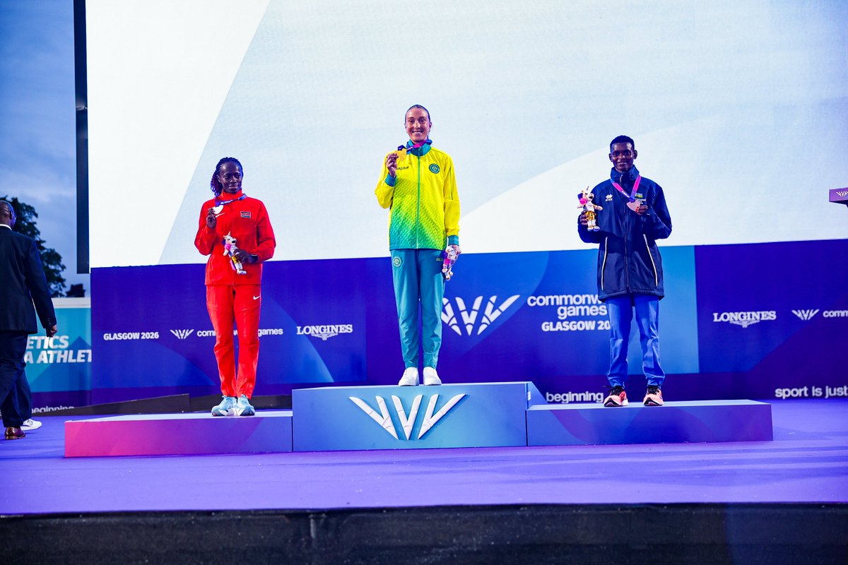 RwandaCGA's tweet photo. 🥉 HISTORY MADE! 🇷🇼

Niyonkuru Florence has become the first Rwandan athlete ever to win a medal at the Commonwealth Games, securing a historic bronze in the Women's 10,000m at Glasgow 2026. https://t.co/97UjuGoaj8