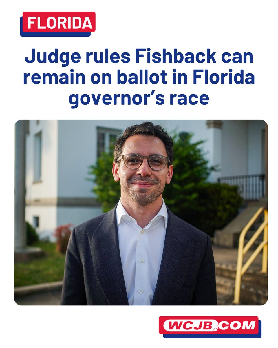 WCJB20's tweet photo. Thoughts? The central question at trial was whether Fishback forfeited his Florida residency when he voted in Washington, D.C., in 2020.
STORY: https://t.co/hJGtEOxEzFย
#jamesfishback #fishback #floridagovernor https://t.co/QB7E9xyQba