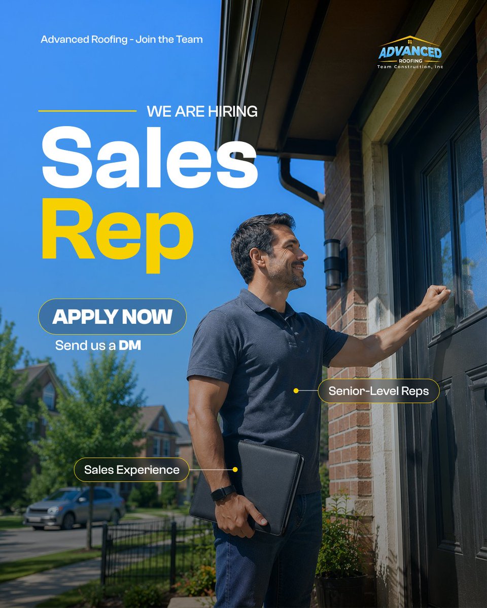 advanced_team26's tweet photo. We're hiring senior level sales reps.

If you have proven sales experience and know how to close, we want you on our team. This role is for experienced professionals ready to take their earning potential to the next level with a company that backs you every step of the way.

Take your sales career to the next level.
📩 Apply now, send us a DM to get started.