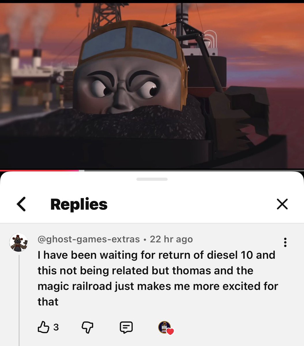NoahStickley's tweet photo. Sodor News:

Our Upcoming “Thomas And The Magic Railroad: The Return Of Diesel 10” Has Just Been Referenced In The CommentsOf @D10_Studios235’s “Magic Railroad Aftermath”

Didn’t Realise People Were THIS Excited 

(Peak Episode Of Aftermath BTW) https://t.co/CxmhA6QF2G