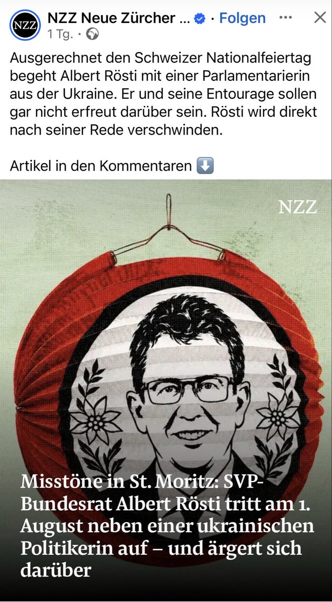 lupostmoritz's tweet photo. Das ist kein Witz - aber ein unglaublicher Affront, nicht nur der Partei (SVP) des Bundesrates, sondern auch der CH-Bevölkerung gegenüber. Als gäbe es in der CH niemand der am Nationalfeiertag die Werte des Landes thematisieren kann.. nein, er holt eine Politikerin einer, in einen stupiden Krieg verwickelten, und korruptesten Regierungen weit und breit auf die Bühne! Immerhin: die nehmen ja kein sauberes Geld../ oder?