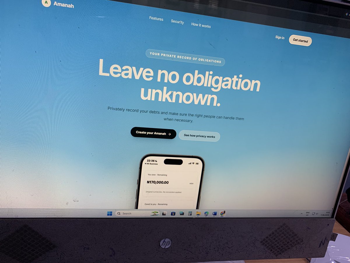 Akos_solution's tweet photo. I don’t want Amanah to just be another app Muslims use.

I want it to become a standard.

The Prophet ﷺ would ask about a deceased person’s debt before the funeral prayer: “Did he leave any debt?”

That was possible in a community where people knew one another.

But this is the 21st century.

What if the person you owe is in London, while you’re being buried in Lagos?

How would they know? How would your family know?

This is part of why I’m building Amanah.

Your debts and assets remain private. Even when someone searches for you, Amanah does NOT expose what you owe, what you own, or the identities of your trustees.

It simply helps them reach the people you trusted to handle your affairs.

My long-term vision is simple:
For Amanah to become a standard for Muslims everywhere.

BEFORE BURIAL, CHECK AMANAH…