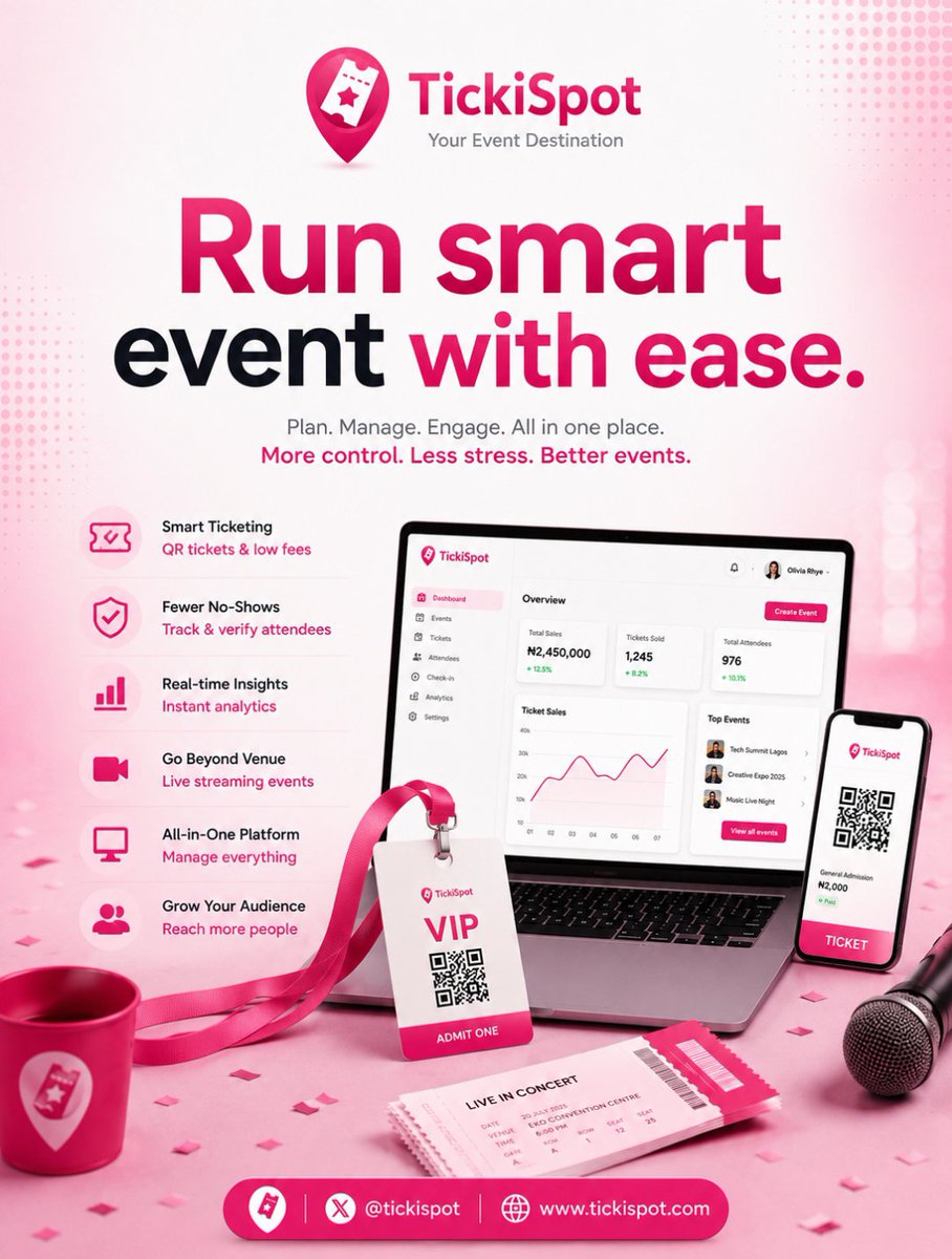 TickiSpot's tweet photo. Why use five different tools to run one event?

Create events.
Sell tickets.
Manage attendees.
Livestream sessions.
Track performance.

TickiSpot brings everything together in one place.

#Startup #TickiSpot #EventManagement https://t.co/2c6k9h4qYy