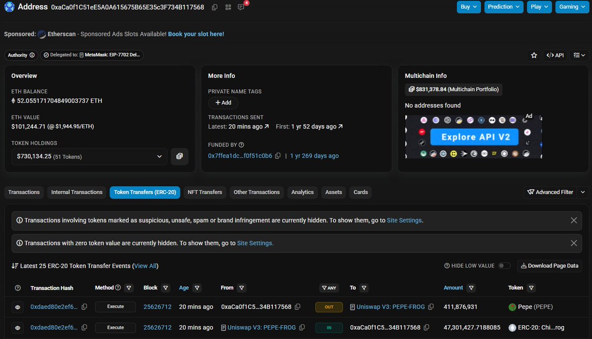 jayus0x's tweet photo. $PEPE whale just picked up $CHILLFROG 
ca 
0x9a66e1f1a12e2ed2c99036c34698432599f5591c
wallet  0xaCa0f1C51eE5A0A615675B65E35c3F734B117568 https://t.co/2sKFfIKysF