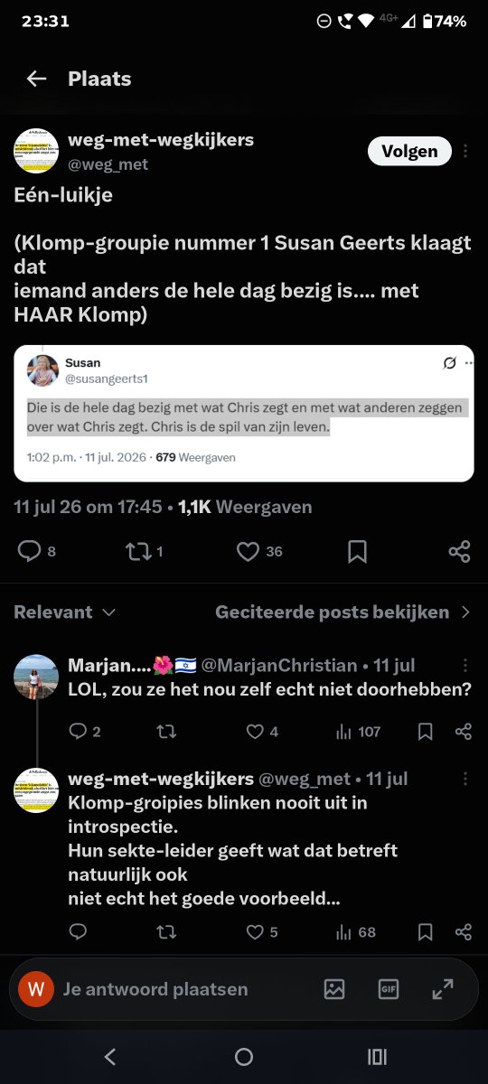 WDewap45351's tweet photo. @susangeerts1 @vanSonenBreugel @Caroline_xx9 @chrisklomp Zou als ik jou was je grote muil maar eens dicht houden! Kijk maar eens hoe ze over je praten! Gestoord wijf https://t.co/IMX8G3p80n