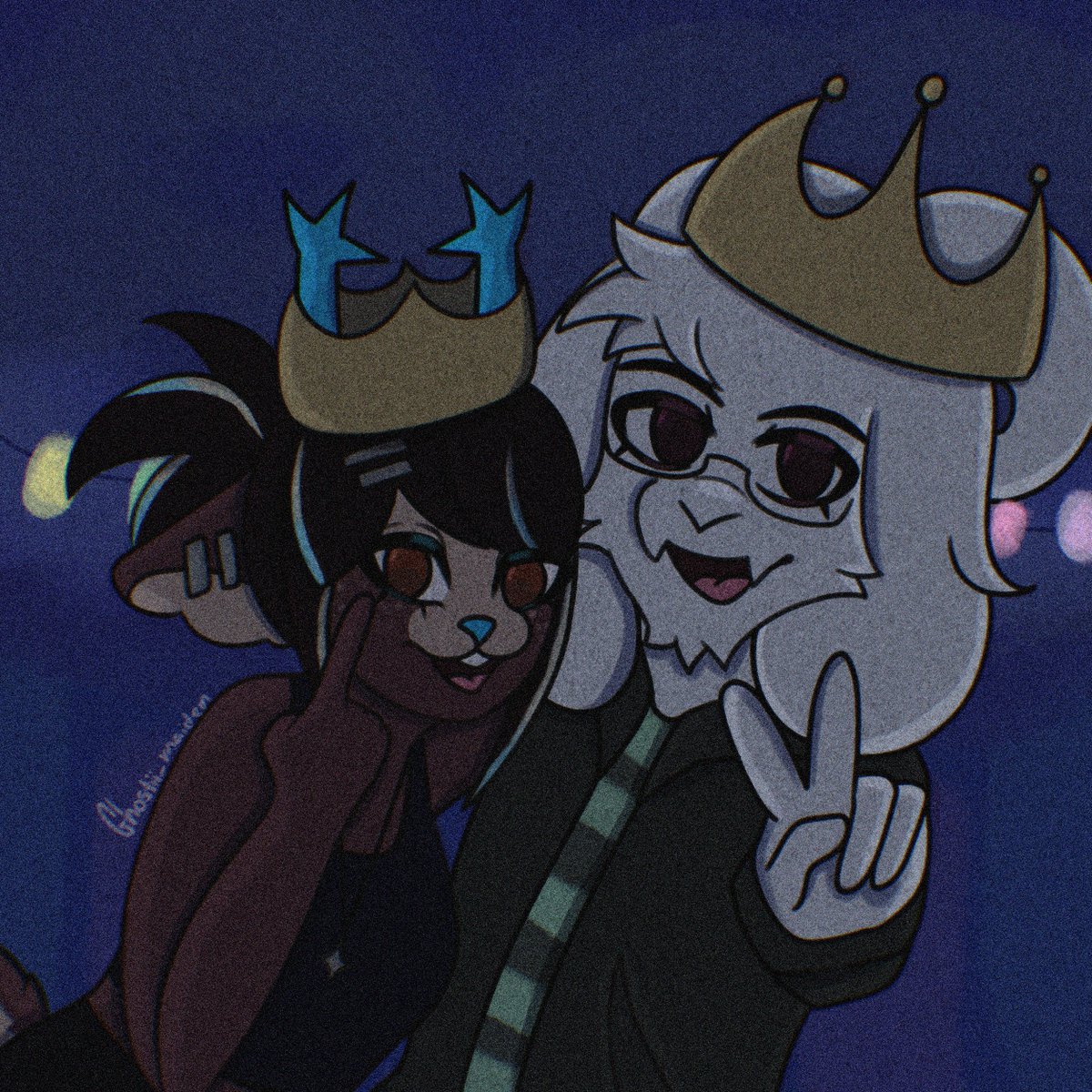 Ghostii_Maiden's tweet photo. Festival Queen and King 🪻
.
.
.
#dessriel #DecemberHoliday #AsrielDreemurr #deltarune https://t.co/JjiR64RDrN