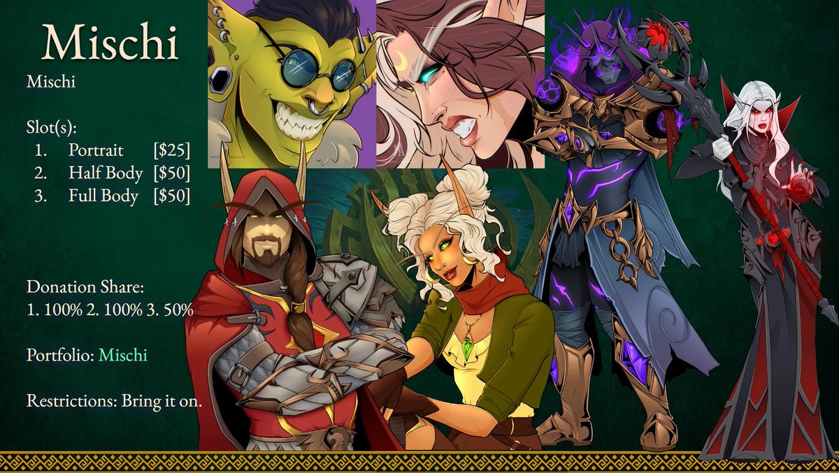 MischiArt's tweet photo. Excited for another year of
@tournamentofages.bsky.social!!
Come out for a fun week & walk away w/art from some awesome community artists!
Art Auction benefitting Blessings in a Backpack
Sun & Mon - 8:30pm CST
#WorldofWarcraft #WarcraftArt #ToA2026 #MoonGuardRP #CharityArt https://t.co/7Ga5ZWbOWJ
