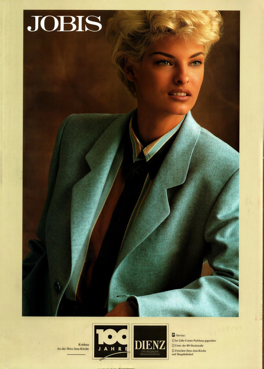 jasonnewton's tweet photo. A Modern Face for Jobis
#Jobis #LindaEvangelista #90sFashion https://t.co/xdVvwvUwNb
Jobis didn't book Linda Evangelista despite selling conservative tailoring. It booked her because she could make conservative tailoring look like the future. https://t.co/cu7Ob26Tri