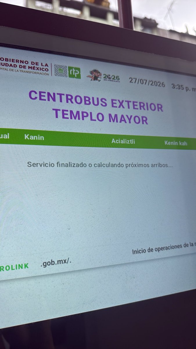gabacdmx's tweet photo. @RTP_CiudadDeMex hola, ¿está funcionando el Centrobus? Las pantallas no dan información del arribo. https://t.co/VIIWQXdtrs
