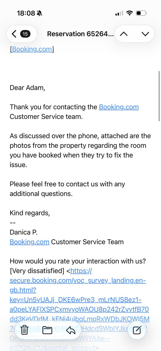 AdamMcL28's tweet photo. Now I’m trying to get a refund @bookingcom have told us the property have made suitable adjustments https://t.co/pb7bIjEAyL