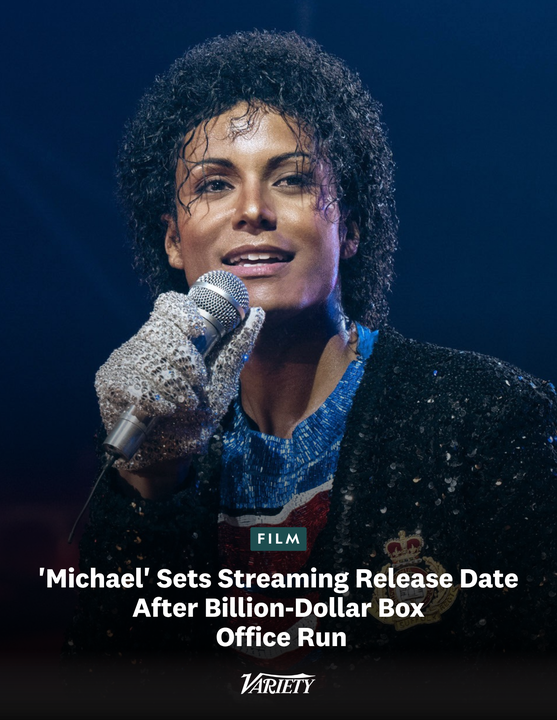 Variety's tweet photo. “Michael” will begin streaming August 10 on Starz.

The Michael Jackson biopic is one of the biggest movies of the year with $1 billion earned at the worldwide box office.

https://t.co/spUsmz7J4X https://t.co/rfOh4Kbll1