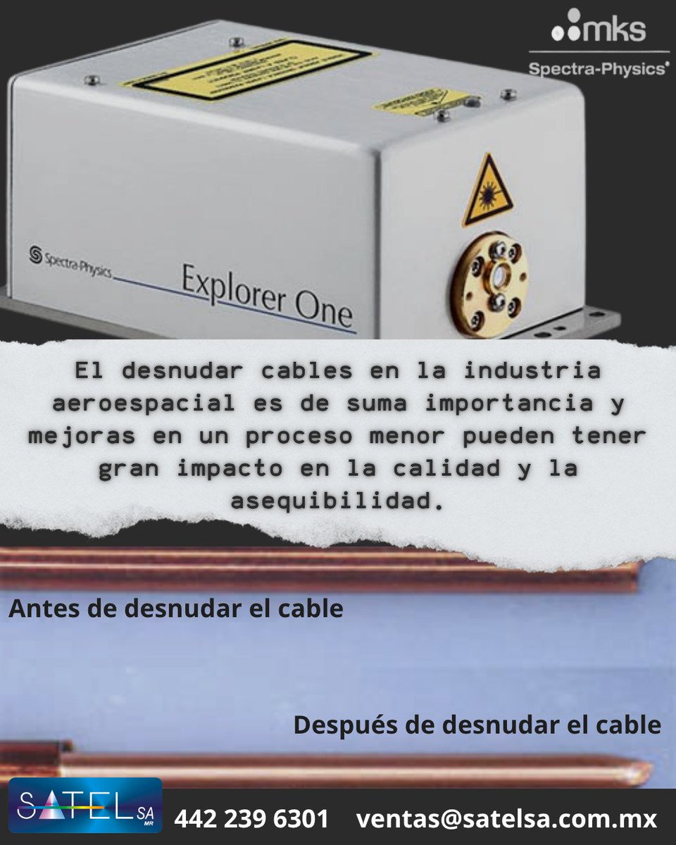 SATELSA's tweet photo. El desnudar cables en la industria aeroespacial es de suma importancia y mejoras en un proceso menor pueden tener gran impacto en la calidad y la asequibilidad.

#desnudarcables #aeroespacial #conductores #spectraphysics #satelsa #manufacturaaeroespacial #wirestripping #uvlaser https://t.co/k6NGRUB84q