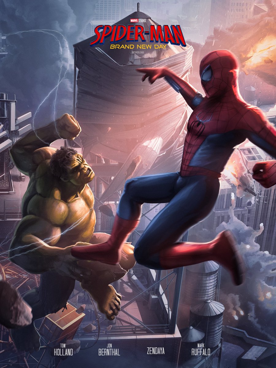 sixoleau's tweet photo. Poster CONCEPT for #SpidermanBrandNewDay 

Before 🎨/ After 🎨 https://t.co/LyyRWSMfLr
