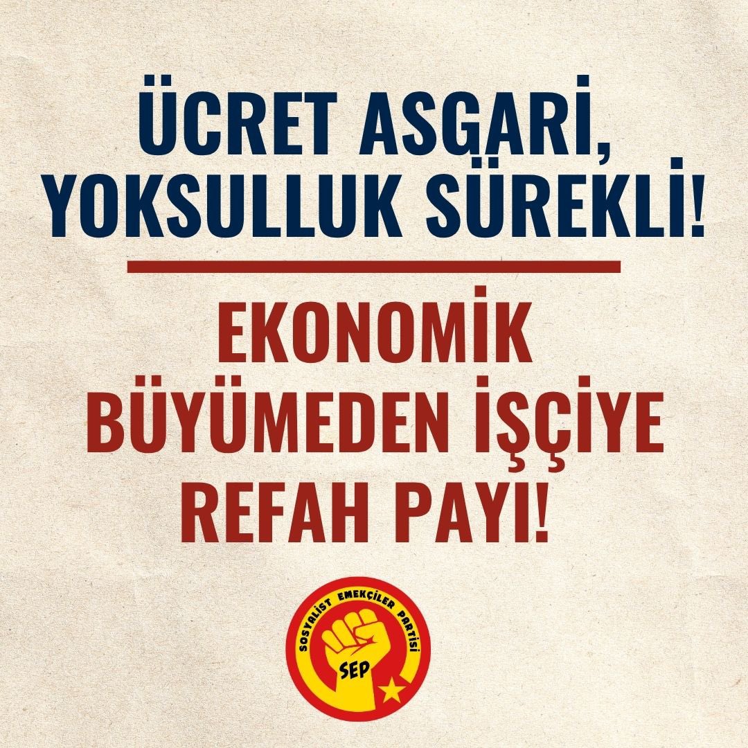 SEPmedya's tweet photo. Ülke ekonomisi büyüyor diyorlar.
Ancak büyüyen; sarayın bütçesi, yandaş şirketlerin ihaleleri ve patronların serveti.

Büyümeyen ise işçinin sofrası, emekçinin ücreti, emekçi halkın alım gücü.

Bu düzende ekonomik büyüme, emeğin değil sermayenin kasasını dolduruyor. Üreten milyonlar her geçen gün daha da yoksullaşırken, bir avuç sermayedar servetine servet katıyor.

Biz bu düzeni reddediyoruz.

📢 Ekonomik büyümeden işçiye refah payı!

Bugün "büyüme" diye sunulan şey, patronların karının büyümesidir. İşçi sınıfına düşen ise daha fazla sömürü, daha düşük ücret ve daha derin yoksulluktur.

Bu düzen değişecek. Büyüten işçi sınıfı, yarattığı zenginlikten hak ettiği payı alacak.