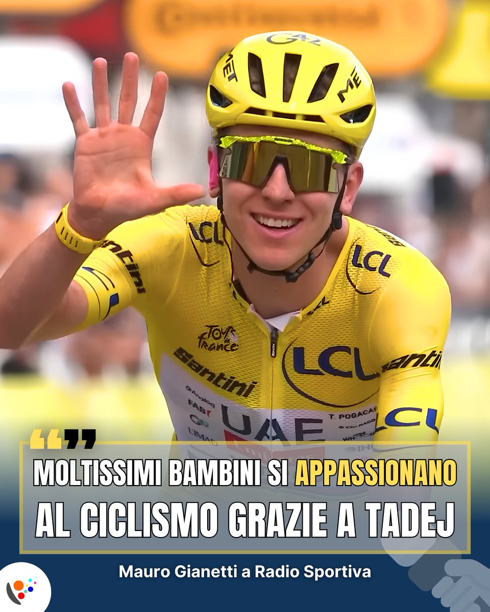 RadioSportiva's tweet photo. 🗣️#Gianetti (Uae Team Emirates) a RS: «Tadej sta scrivendo la storia: oltre all’atleta c’è un lato umano straordinario. In questo Tour è stato un vero amico e un fratello maggiore per tutta la squadra. Ciò che #Pogacar oggi regala al ciclismo è unico». https://t.co/JlmG2KhenA