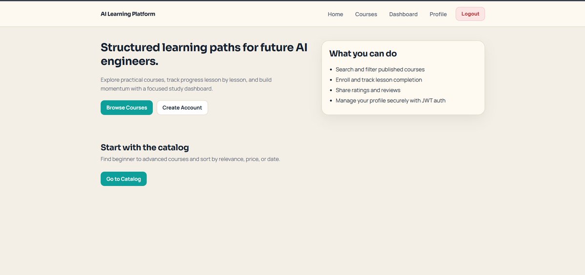 acharyautsab7's tweet photo. #LSPPDay57

Started building the frontend for the Learning Platform API using HTML, CSS &amp; JavaScript.

Built the Home, Login and Course Catalog pages.

GitHub Repo: https://t.co/ZkcvcsaJmh

@lftechnology
#60DaysOfLearning2026 #LearningWithLeapfrog https://t.co/45mhE6IeIJ