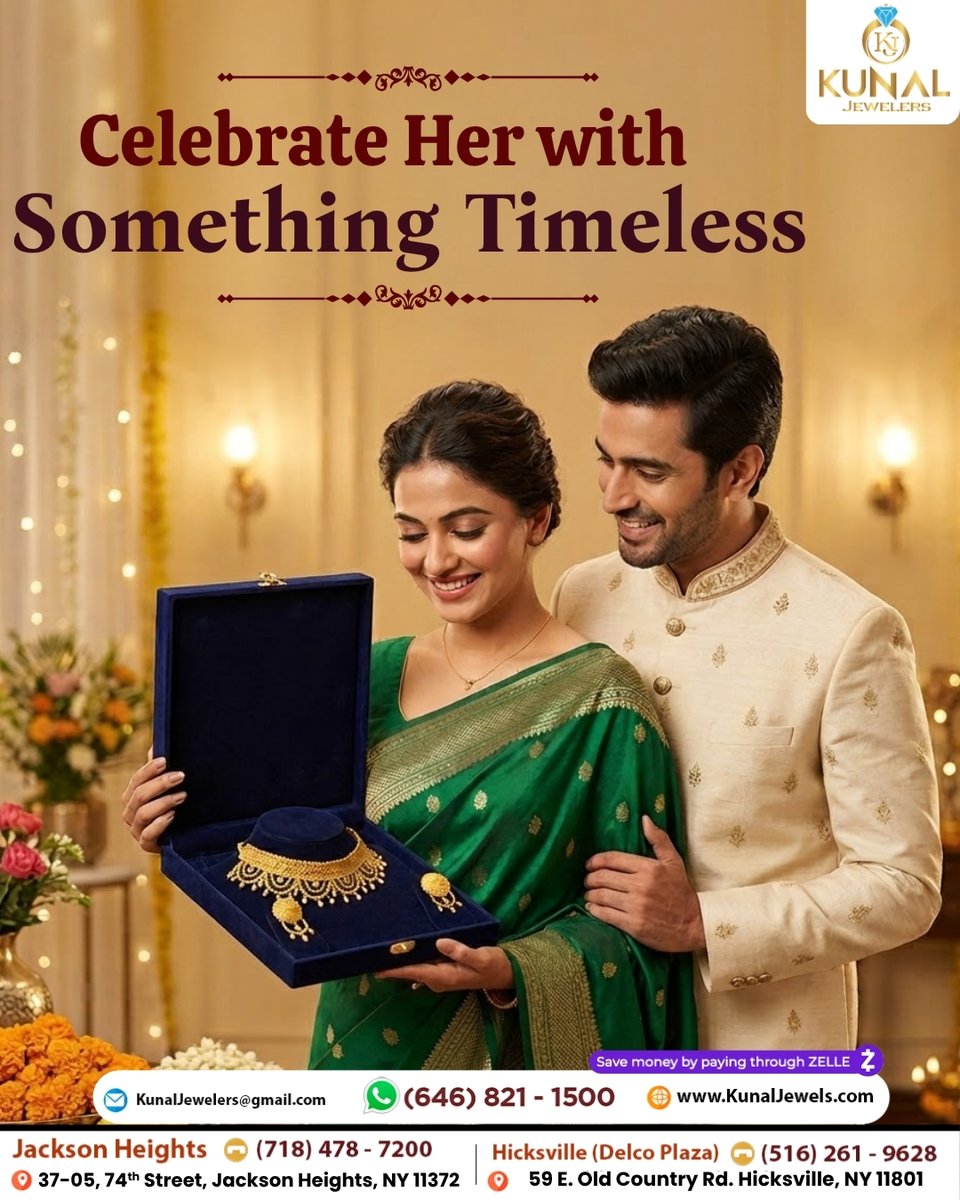 KunalJewelers's tweet photo. Some moments deserve more than flowers—they deserve forever. 💛 Celebrate her with timeless gold &amp; diamond jewelry from Kunal Jewelers. 

#KunalJewelers #GoldJewelry #DiamondJewelry #GiftHerGold #FineJewelry #WeddingJewelry #USAShipping #LuxuryJewelry https://t.co/KfubCh6a8k