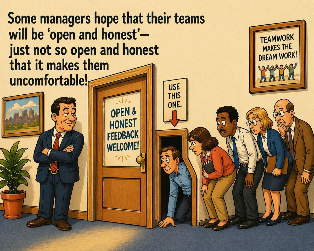CoachGoldsmith's tweet photo. If you really want your team to tell you the truth, get ready to be uncomfortable!

Chris Argyris was one of the great management thinkers of my lifetime, and he had a wonderfully wry sense of humor. His reminder still rings true today.

For decades, leadership books have been preaching the sermon of “open and honest” communication. But how real is that? The answer depends on you, as a leader.

If you are truly willing to hear things you don’t like, if you can live with some discomfort, and if you value “honest” more than “pleasant,” you will do just fine. You’ll grow. Your team will grow.

But if you want only reassurance, then skip the sermon. In some cases, the biggest cause of your team's problem will be YOU. 

Don’t ask your people to tell you the truth if you don’t really want to hear it.

Life is good. 
Marshall

Please visit https://t.co/NaMHHyIek7. You can get some good ideas on how to both give and receive feedback.