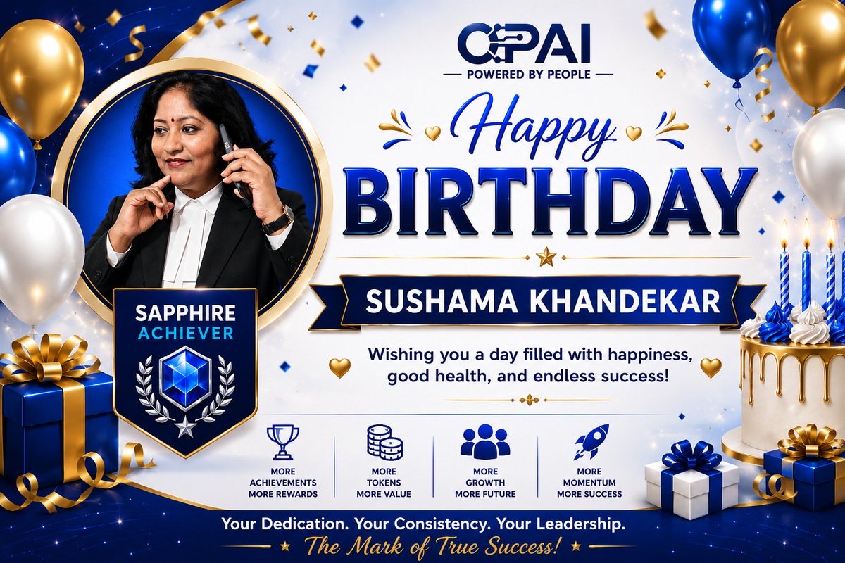 opainetwork's tweet photo. 🎉 Happy Birthday, Sushama Khandekar! 🎂💙

Today we celebrate not only your birthday but also your inspiring leadership and remarkable achievement as an OPAI Sapphire Achiever. 💎

🎊 Happy Birthday and many happy returns of the day! 💙

#happybirthday  #opai https://t.co/NSbRshJvf9